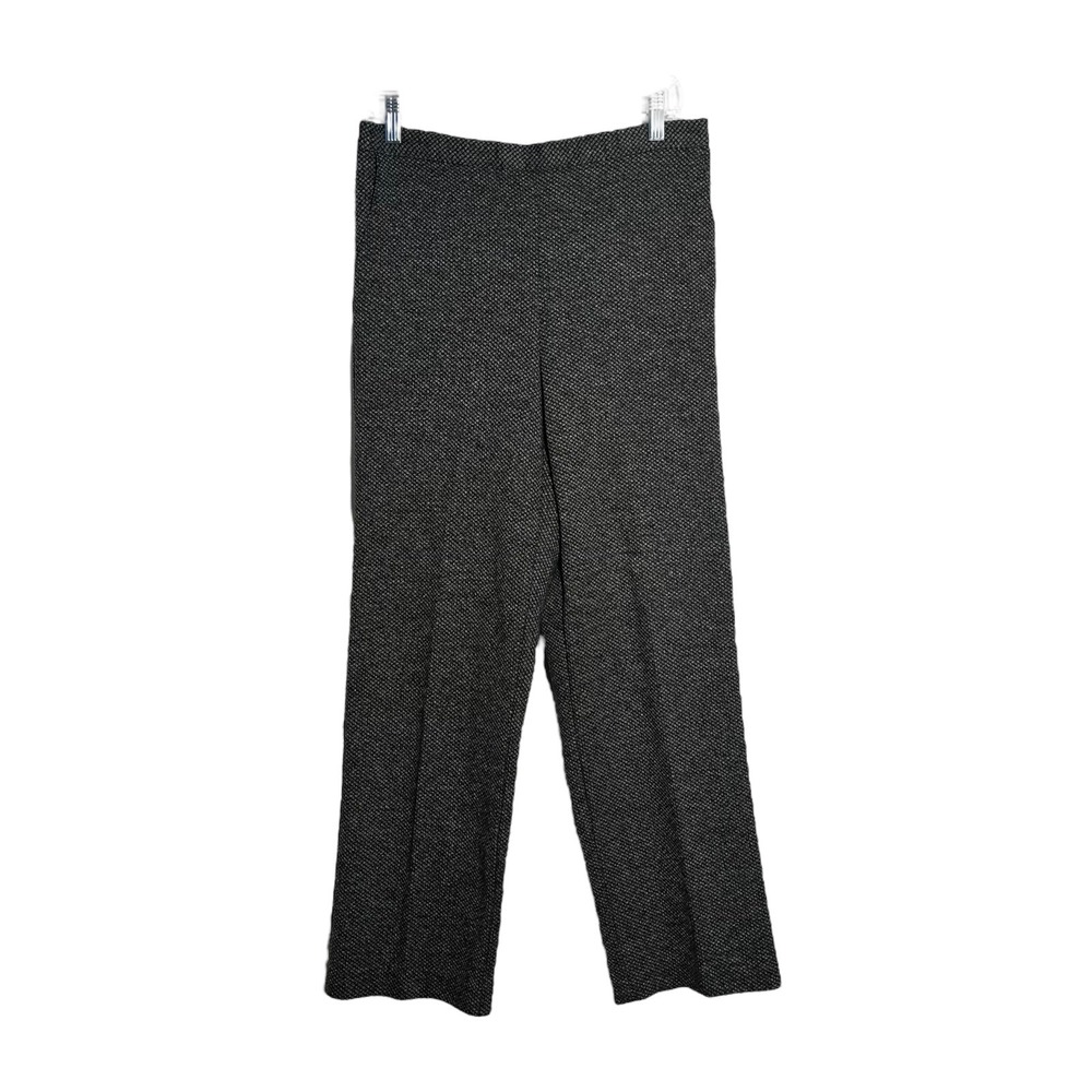 Alfred Dunner Petite Pants Women's 10P Black White Herringbone Wide Leg‎ Casual